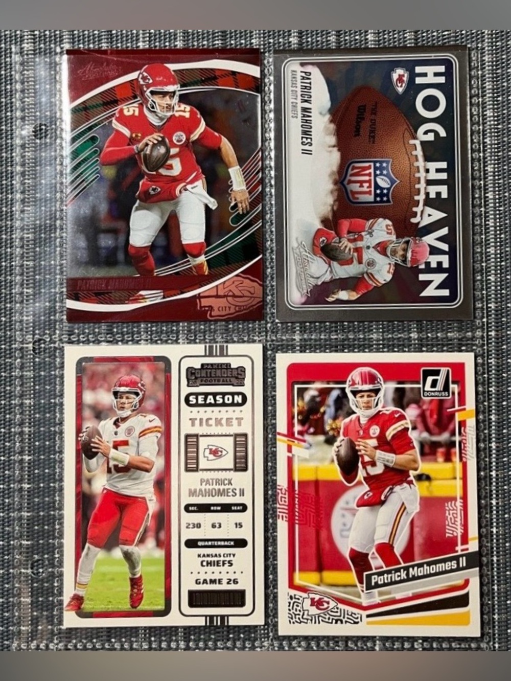 🏈 Patrick Mahomes Kansas City Chiefs #15, NFL Football Trading Cards Lot of 4